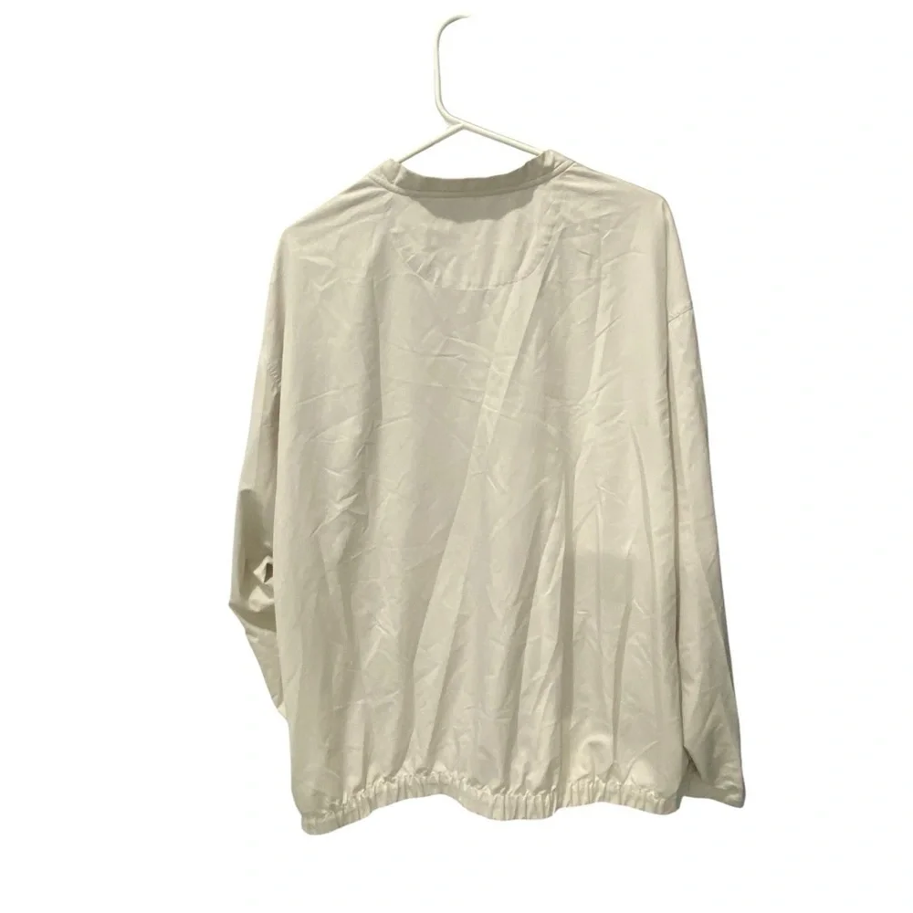 NIKE GOLF Mens Cream Long Sleeve Water Repellent Tee Relaxed Fit Size L